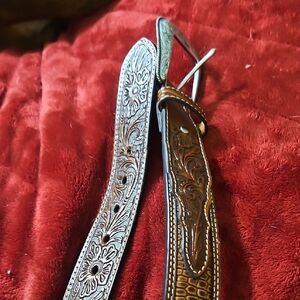 Nocona Tan Embossed Tooled Leather Belt Size 38